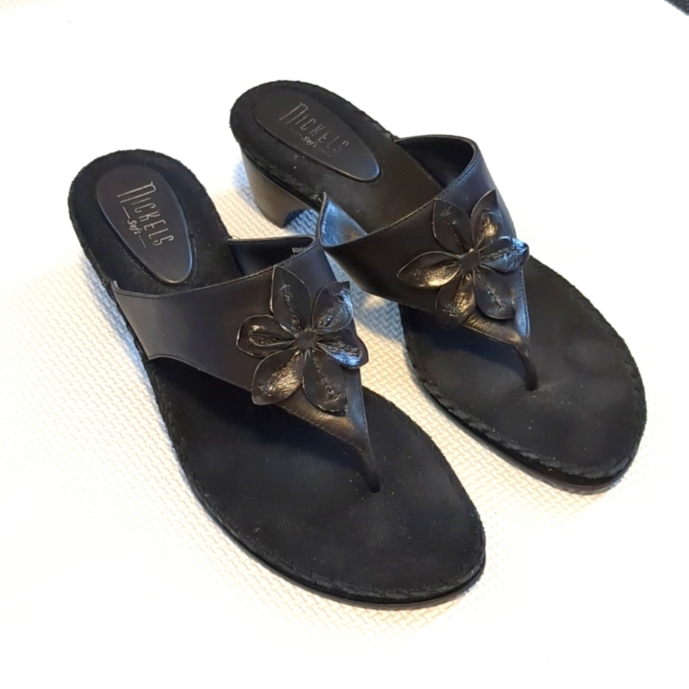 NEW - NICKELS Women's Black Leather Sandals - 10